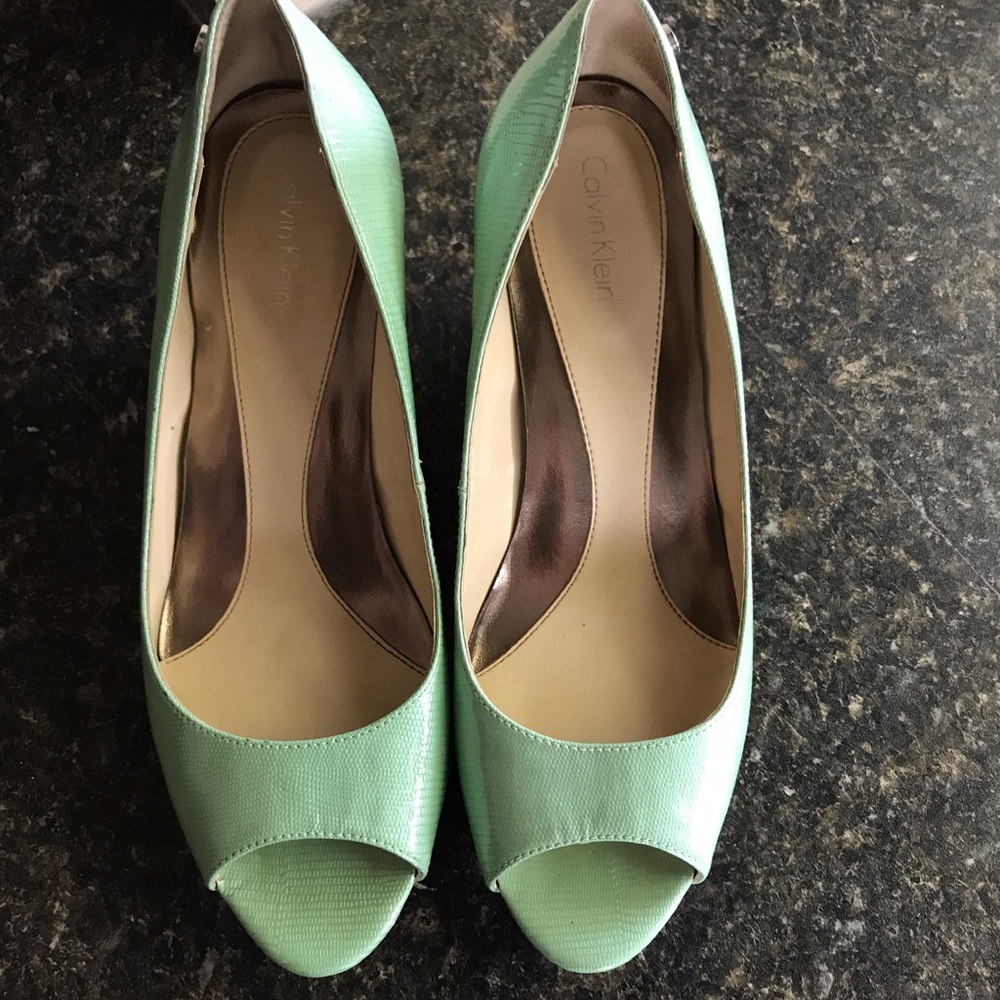 Calvin Klein peep-toe wedges